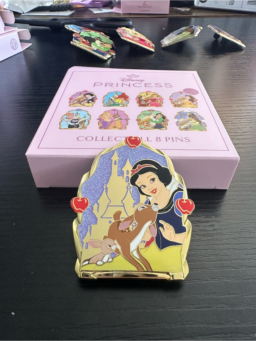 Disney Snow White Enamel Pin with Red, Blue, Yellow & Gold Accents